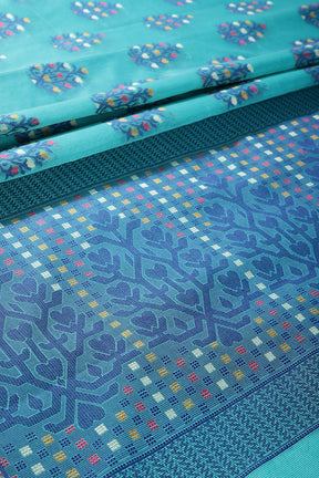 Blue Color Supernet Cotton Woven Saree