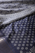 Navy Colour Printed & Woven Cotton Silk Saree