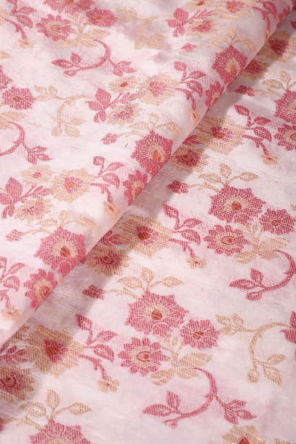 Cream Color Tussar Woven Silk Saree
