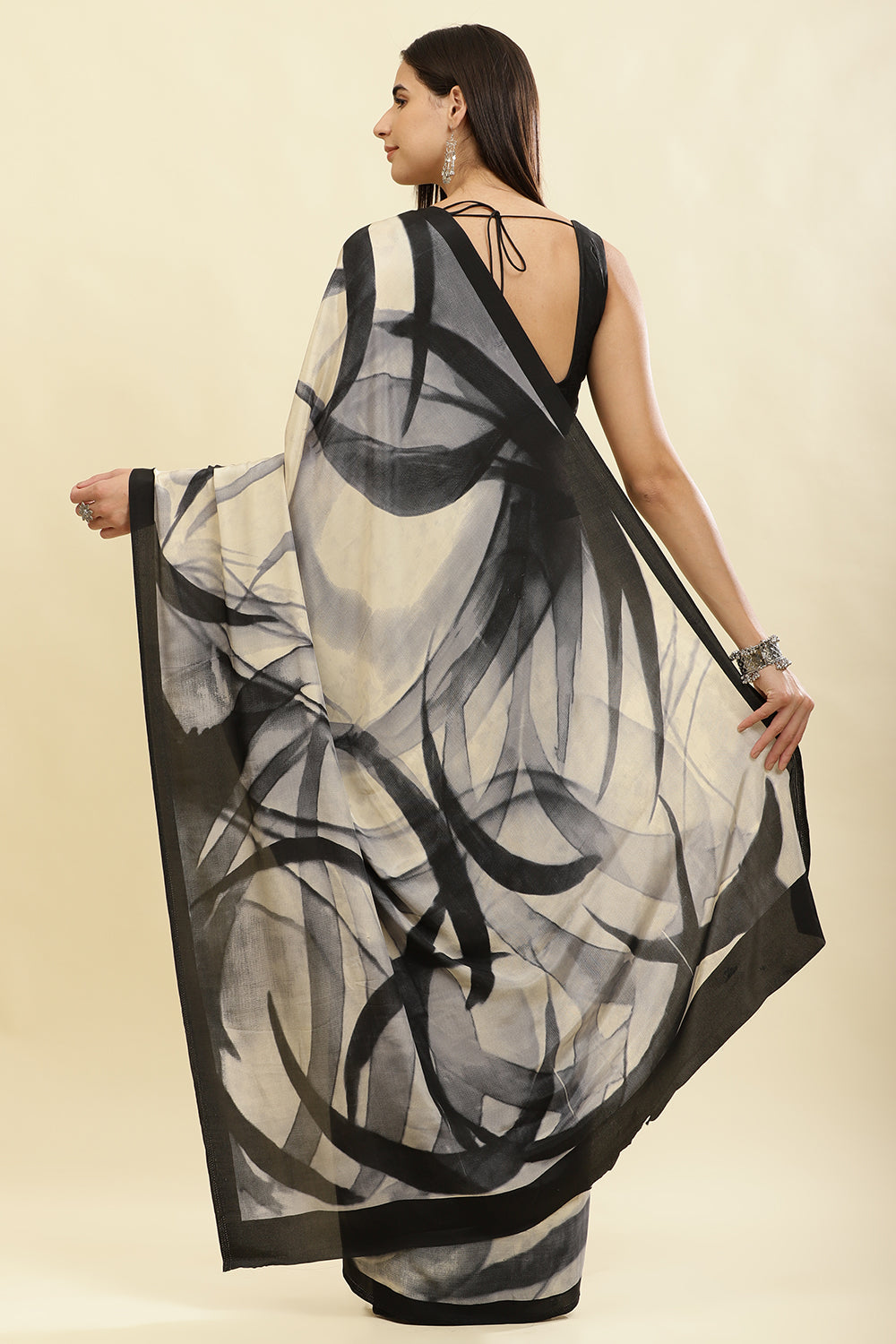 Tussar Printed Crepe Silk Saree