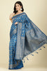 Flat Blue Colour Zari Woven South Silk Saree