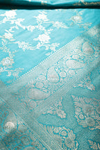 Teal Color Zari Woven South Silk Saree
