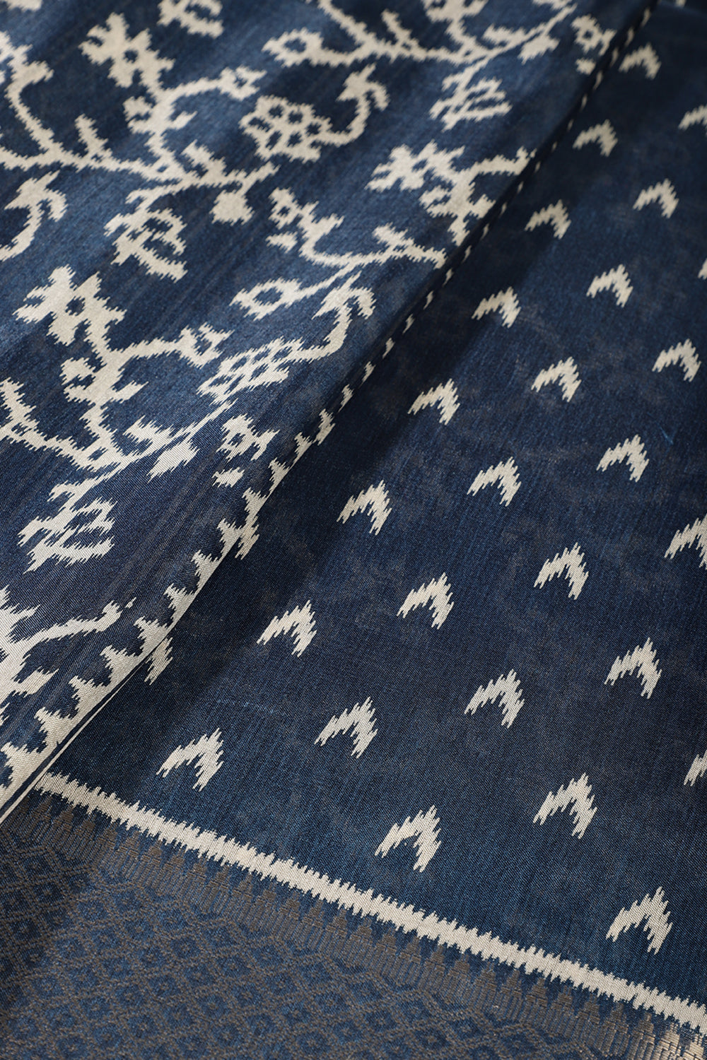 Navy Color Cotton Silk Printed Saree