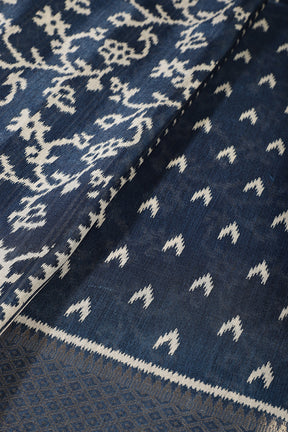 Navy Color Cotton Silk Printed Saree