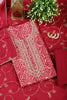 Fuchsia Red Cotton Digital Printed & Neck Embroidered Unstitched Suit