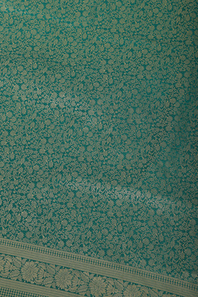Teal Silk Zari Floral Zaal Woven Saree