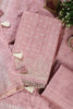 Pink Tussar Cotton Printed And Reham Embroidered Unstiched Suit Material