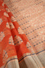 Orange Color Supernet Cotton Woven Saree
