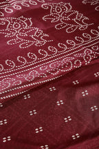 Wine Color Block Printed Cotton Silk Saree