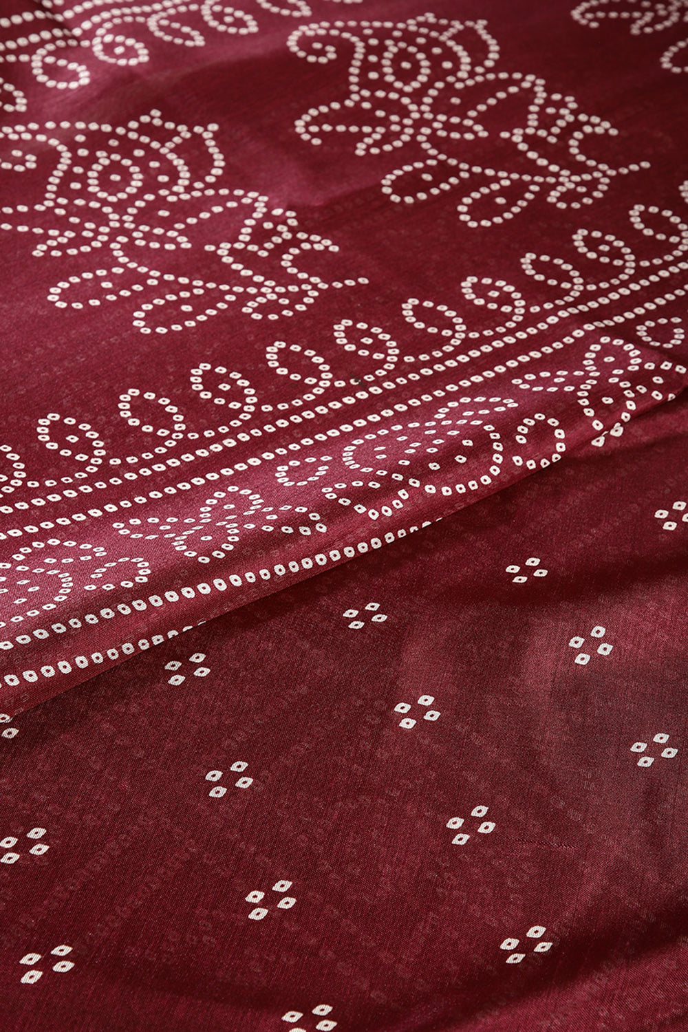 Wine Color Block Printed Cotton Silk Saree