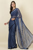 Navy Georgette Printed Saree