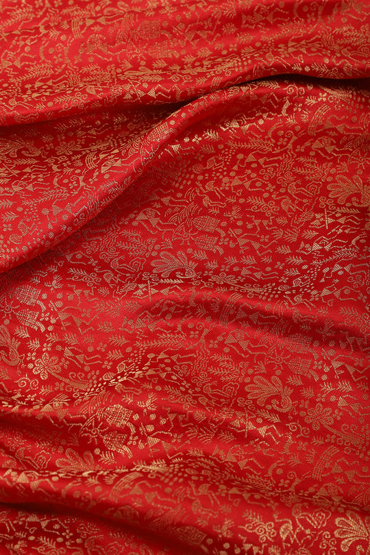 Red Zari Woven Soft Silk Saree