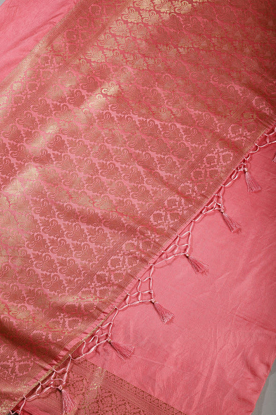Pink Colour Silk Woven Saree