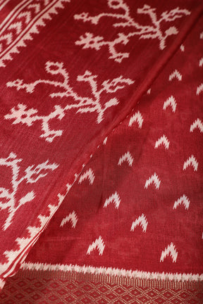 Marron Color Cotton Silk Printed Saree