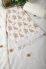 White & Brown Color Printed And  Embroidered Cotton Unstitched Suit Fabric