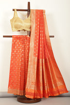 Orange Soft Silk Zari and Resham Woven Saree