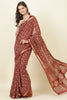 Maroon Cotton Meenkari Printed Saree
