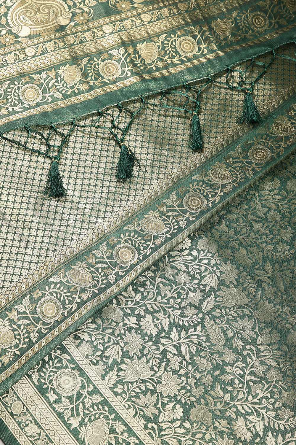 Bottle Green Colour South Silk Heavy Woven Saree