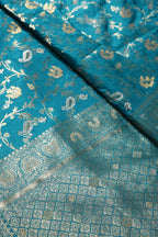 Dark Aqua Colour Zari Woven South Silk Saree