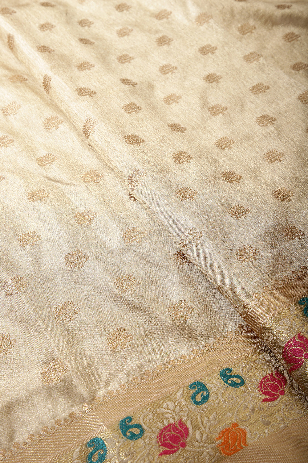 Beige Color Silk Resham & Zari Woven Saree