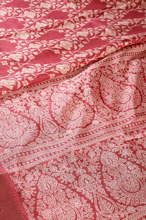 Coral Pink Color Cotton Silk Block Printed Saree