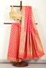 Coral Soft Silk Zari and Resham Woven Saree