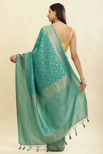 Teal Lightweight Banarasi Silk Weaving Saree