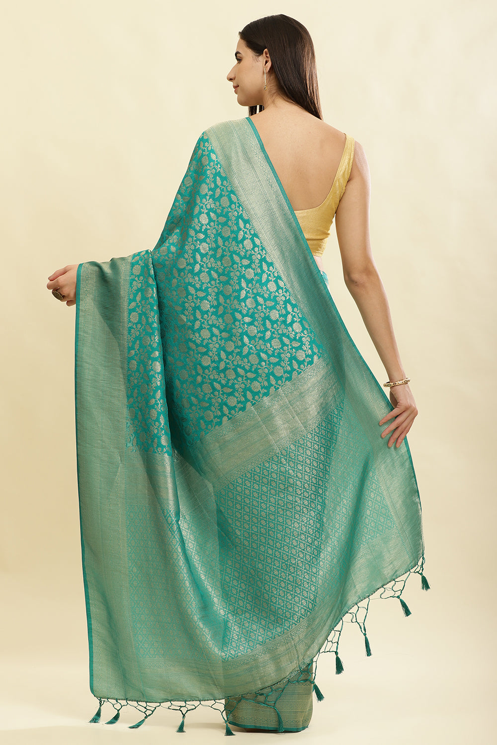 Teal Lightweight Banarasi Silk Weaving Saree