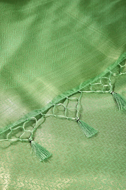 Faded Green Color Zari Woven South Silk Saree