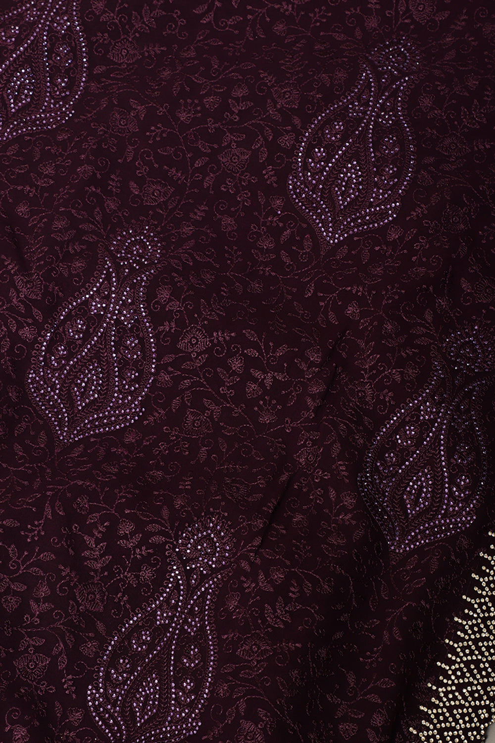 Purple Color Georgette Resham Floral Jal Woven And Swarovski Work Saree