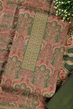 Green Colour Pashmina Digital Printed Unstitched Suit Fabric