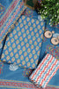Blue Poplin Cotton Printed Unstitched Suit Material