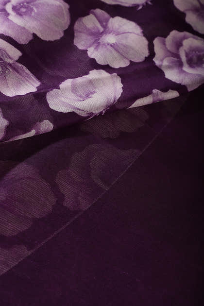 Purple Chiffon Floral Printed Saree