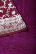 Wine Zari Woven Banarasi Silk Saree