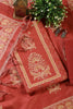 Rust Tussar Silk Printed Unstitched Suit Material