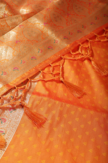 Mustard Colour Banarasi Silk Woven Saree
