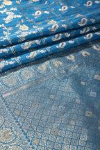 Flat Blue Colour Zari Woven South Silk Saree