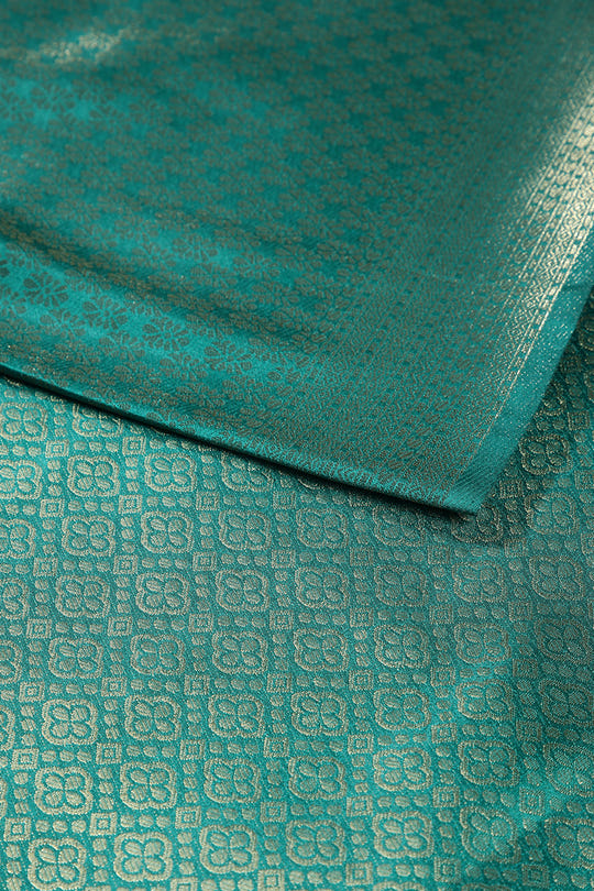 Teal Color South Silk Zari Woven Saree