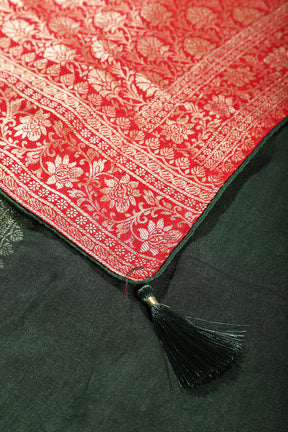 Red Color Banarasi Woven Tussar Silk Saree