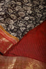 Black Color Printed Cotton Saree with Zari Border