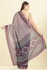 Purple Ajrakh Block Printed Cotton Saree