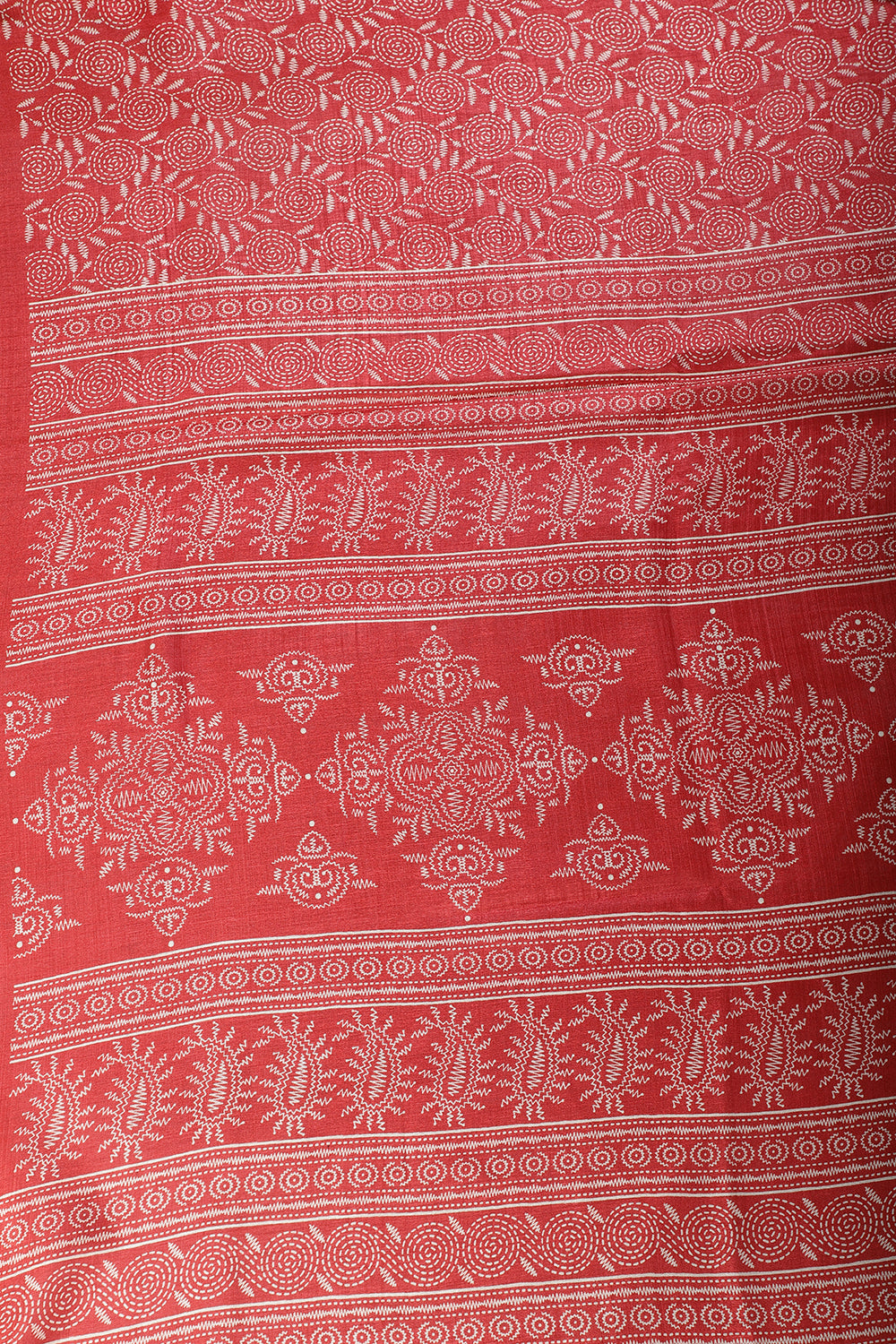 Red Printed & Woven Cotton Silk Saree