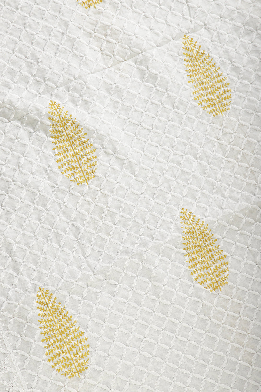 Pale Yellow Colour Cotton Printed & Resham Neck Embroidered Unstitched Suit