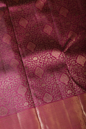 Purple Color Kanjivaram Pure Silk Handloom Gold Zari Saree with Kodi Motifs