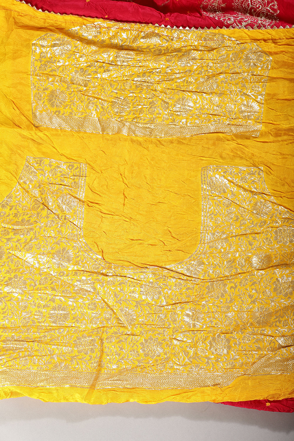 Fushia Pink Color Bandhej Modal Silk Zari Woven Saree