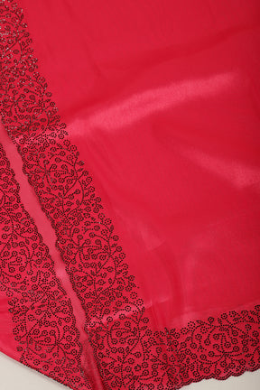 Magenta Pink Color Tissue Silk Saree with Swarovski Border