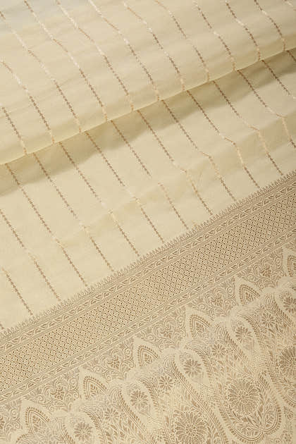 Cream Color Georgette Saree with Zari Pinstripes