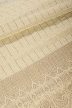 Cream Color Georgette Saree with Zari Pinstripes