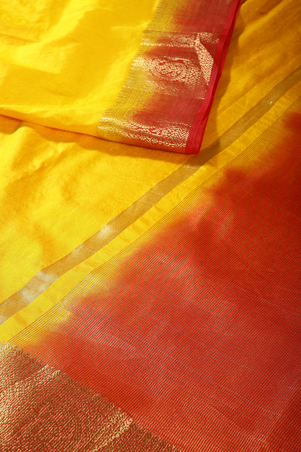 Yellow Color Cotton Silk Saree