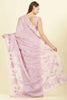 Lavender Cotton Floral Resham Embroidered Saree
